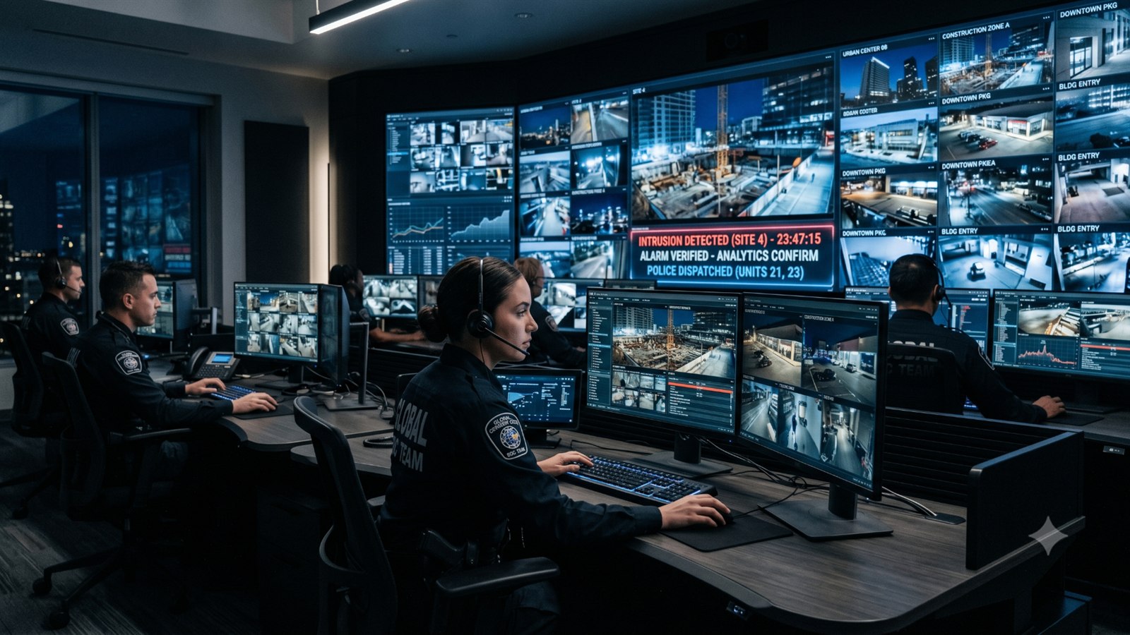 Security monitoring centre with live CCTV screens
