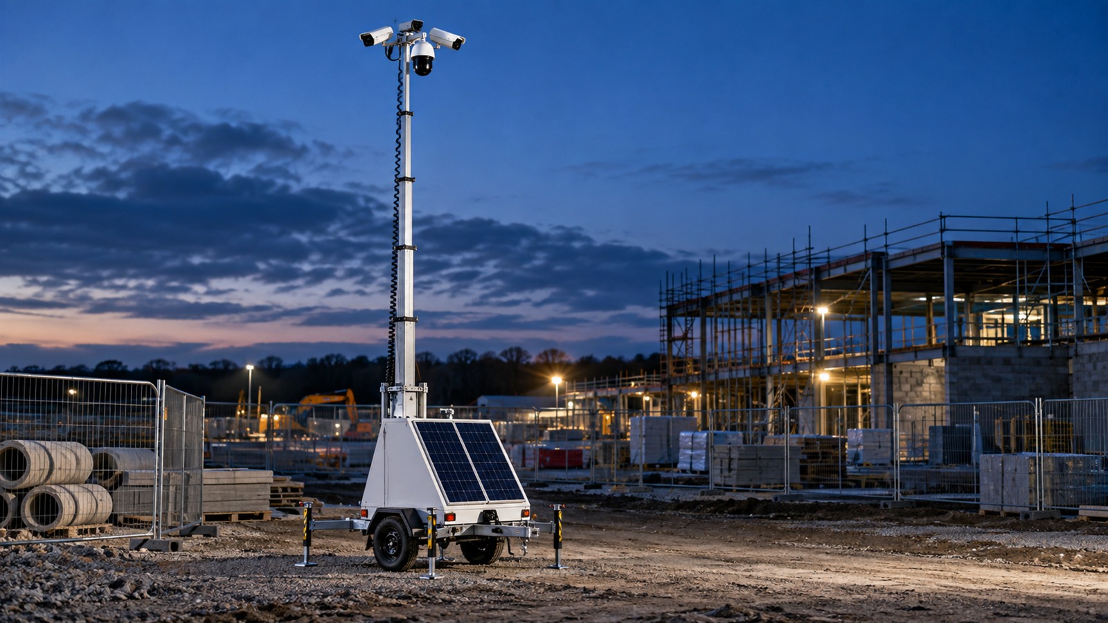 Relocatable CCTV tower for temporary site security