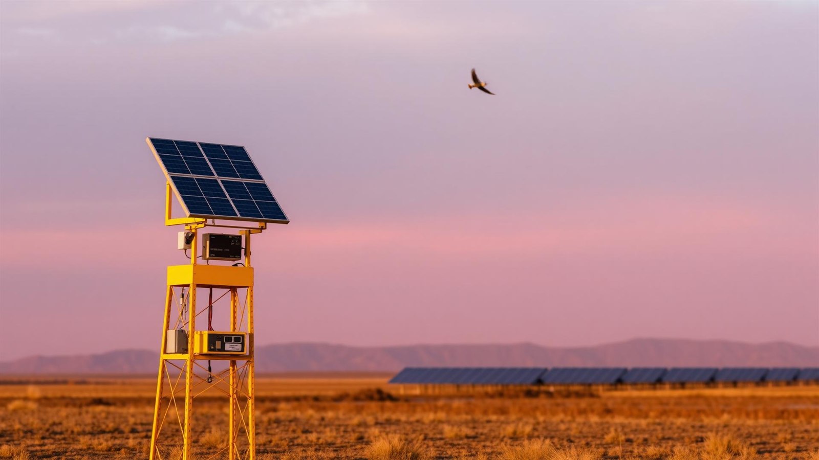 Solar CCTV tower monitoring a remote site