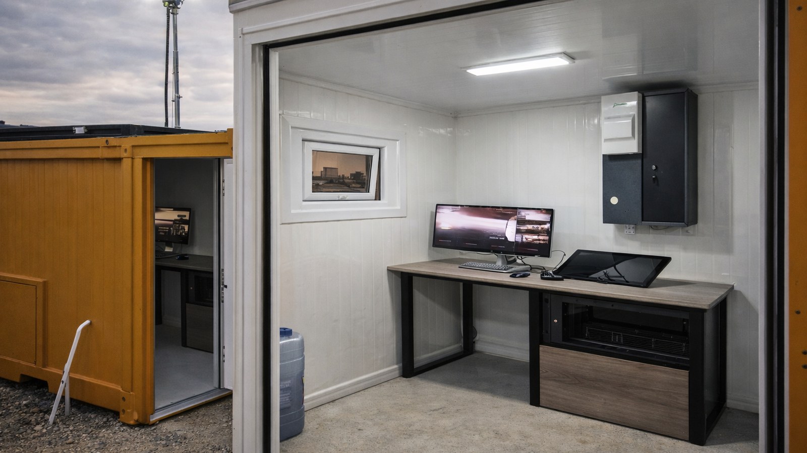 Welfare cabins installed at a temporary worksite